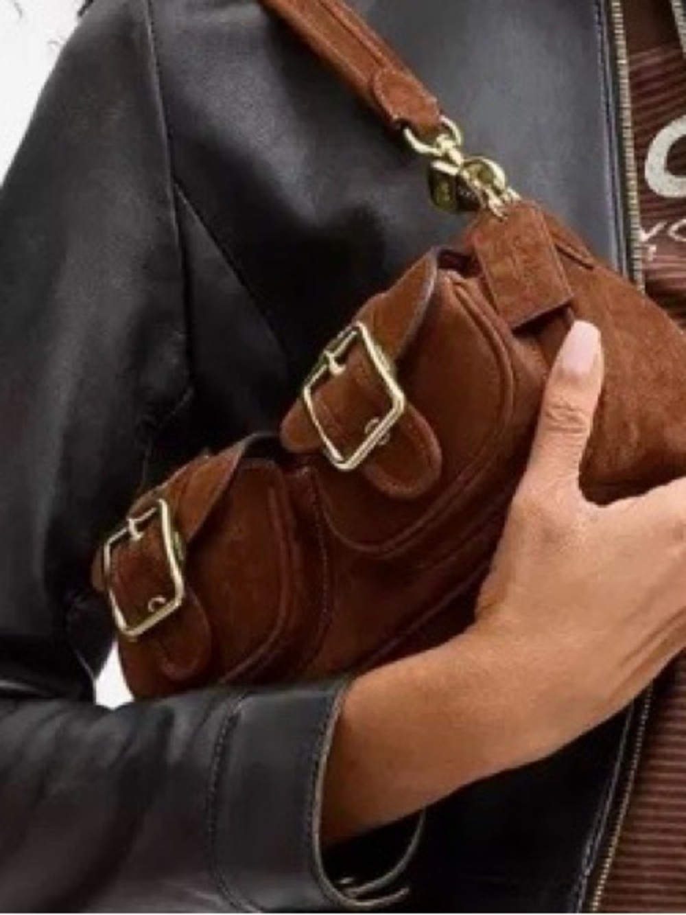 Coach New Fall Y2K Brown Suede Shoulder Bag Gold Hardware Baguette Sexy Bar Bag - Picture 11 of 12